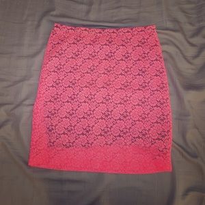 Hot Pink Sheer Lace Skirt